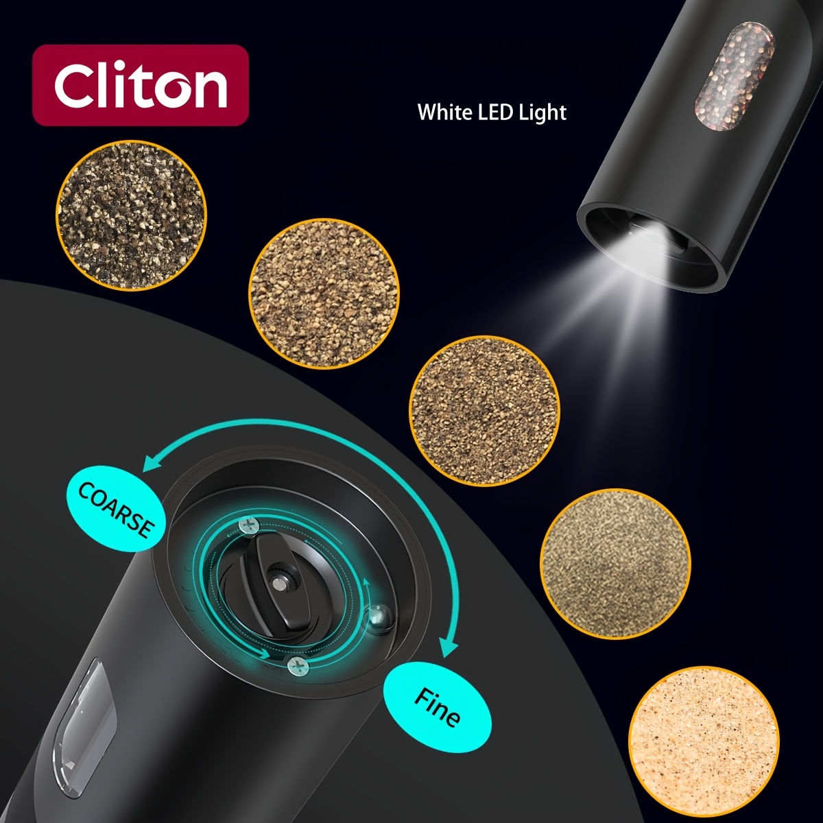 Rechargeable Electric Salt and Pepper Grinder, Automatic Salt & Pepper Mills Set - Image 16