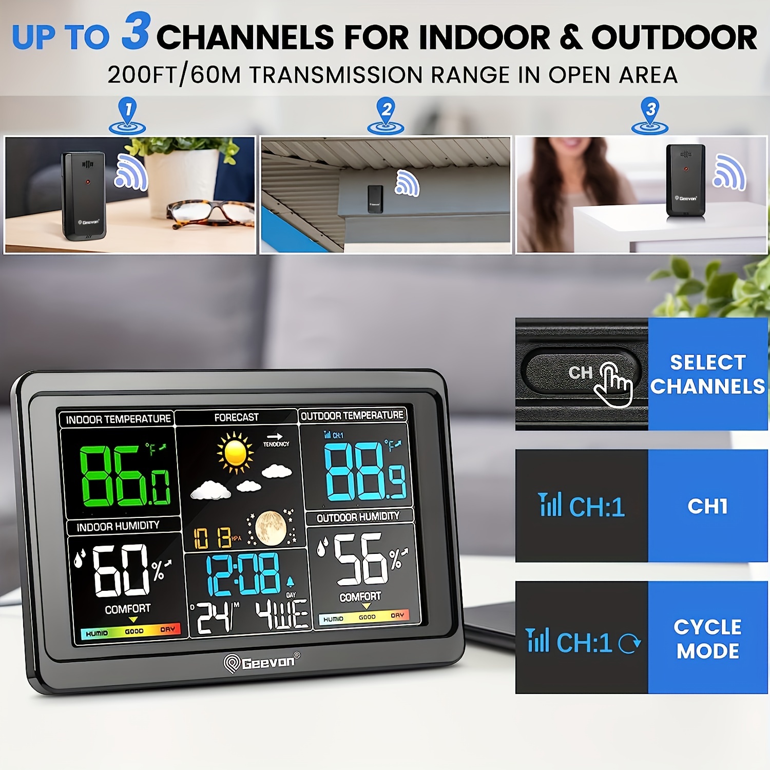 Geevon Weather Station Wireless Indoor Outdoor Thermometer - Image 5