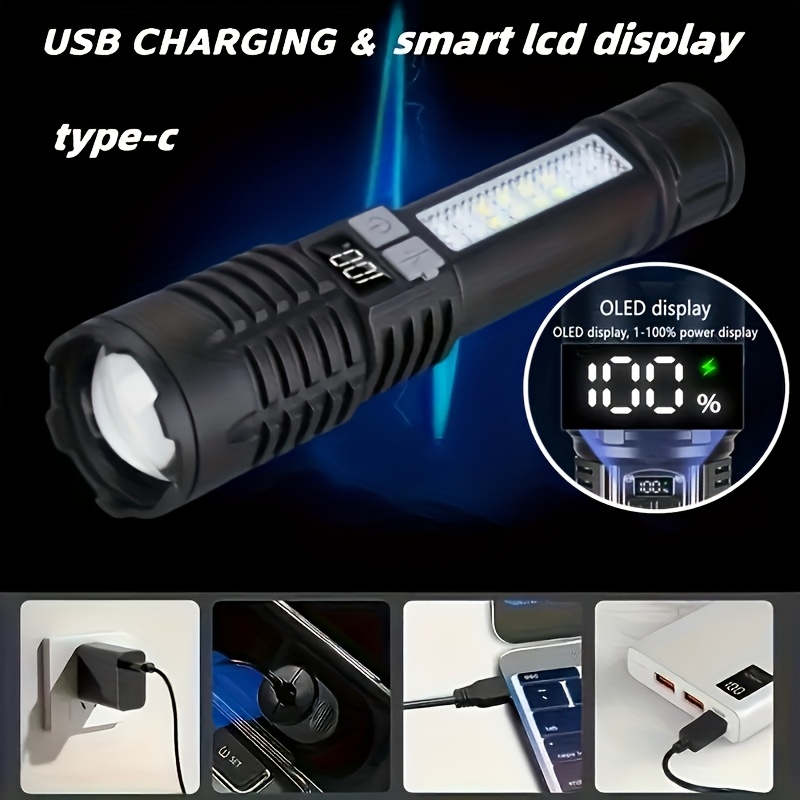 Rechargeable Flashlight USB Charging 5 Modes Zoomable Digital Display - Image 10