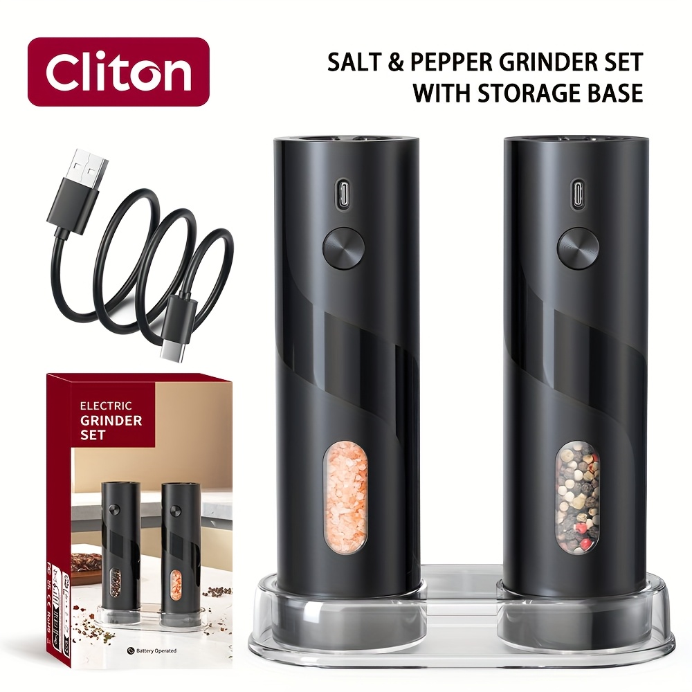 Rechargeable Electric Salt and Pepper Grinder, Automatic Salt & Pepper Mills Set - Image 7
