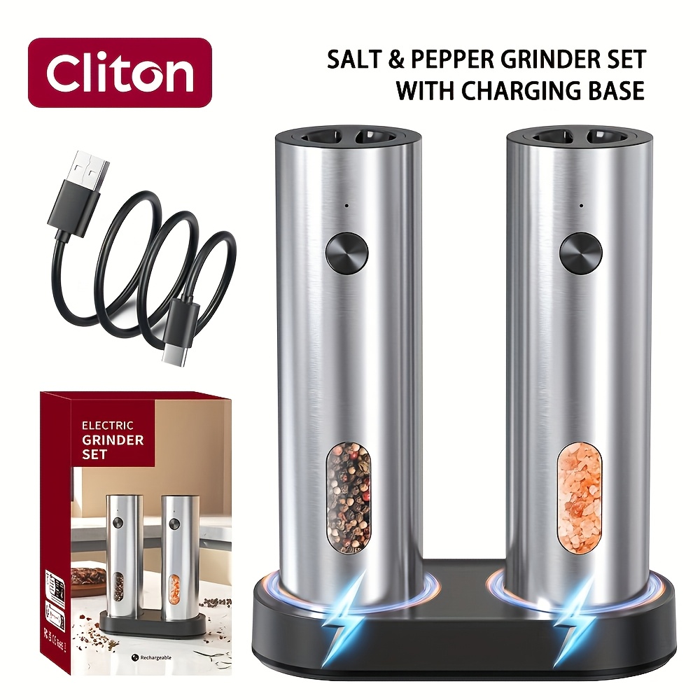 Rechargeable Electric Salt and Pepper Grinder, Automatic Salt & Pepper Mills Set - Image 11