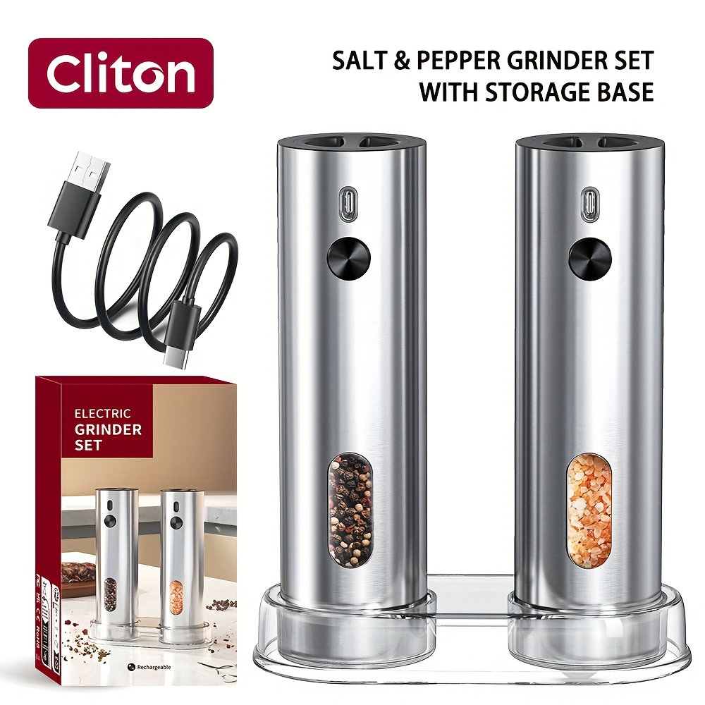 Rechargeable Electric Salt and Pepper Grinder, Automatic Salt & Pepper Mills Set - Image 9