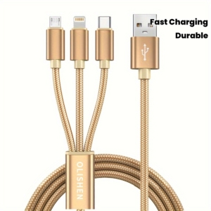 Multifunction 3-in-1 Fast Charging Cable Durable Nylon Braided + free gift